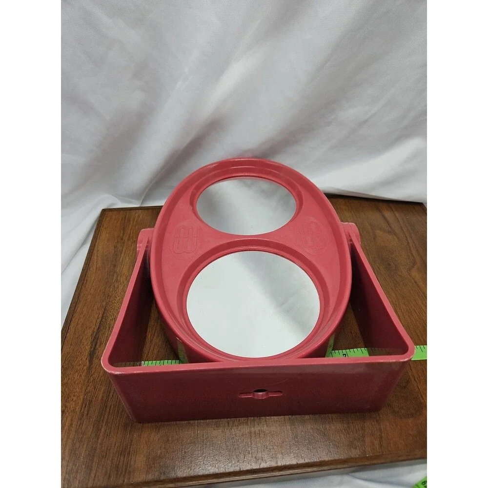 Vintage Mauve Pink Makeup Vanity Mirror Swivel Stand OR Wall Mount w 3 Mirrors